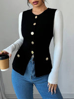 Load image into Gallery viewer, Crew Button Vest Lightweight Black N5Z708
