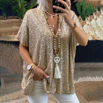 Load image into Gallery viewer, Womens Urban Sparkle V Neck Top Multi N25A058