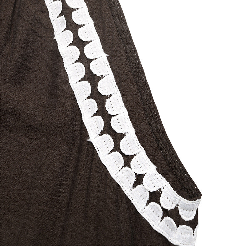 Halter Lace Panel Maxi Dress Women Vacation N6C257