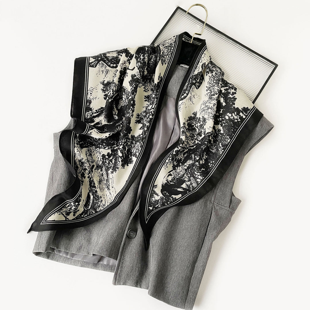 Simulated Silk Herringbone Triangle Scarf Women N6G232