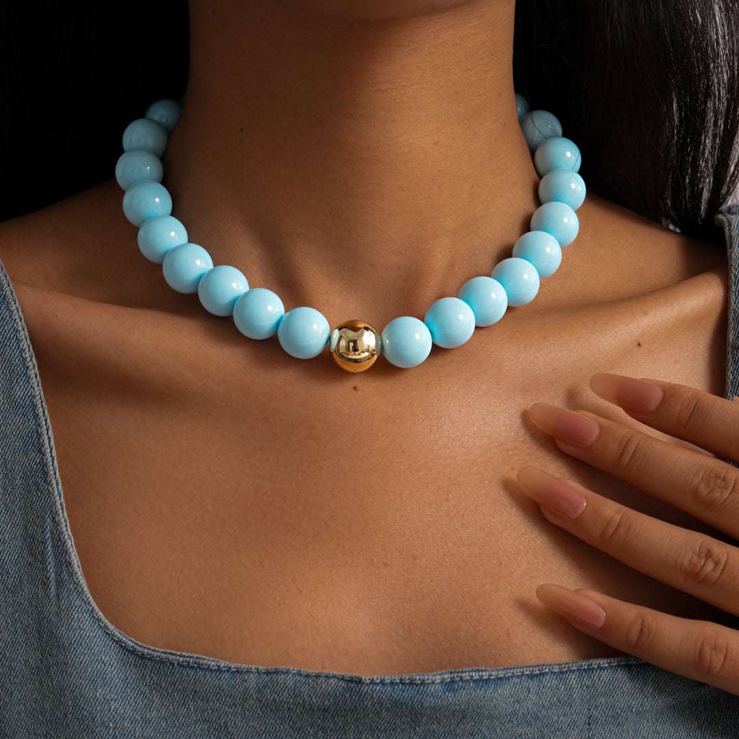 Colorful Dopamine Acrylic Round Bead Necklace N6F092