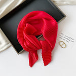 Load image into Gallery viewer, Pleated Satin Scarf Solid Square Lightweight Women N6G217