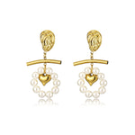Load image into Gallery viewer, 3D Heart Studs Steel Gold Plated Mirror-Finished S5P176
