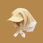 Load image into Gallery viewer, Gingham Lace Trim Headscarf Hat Women N6C365