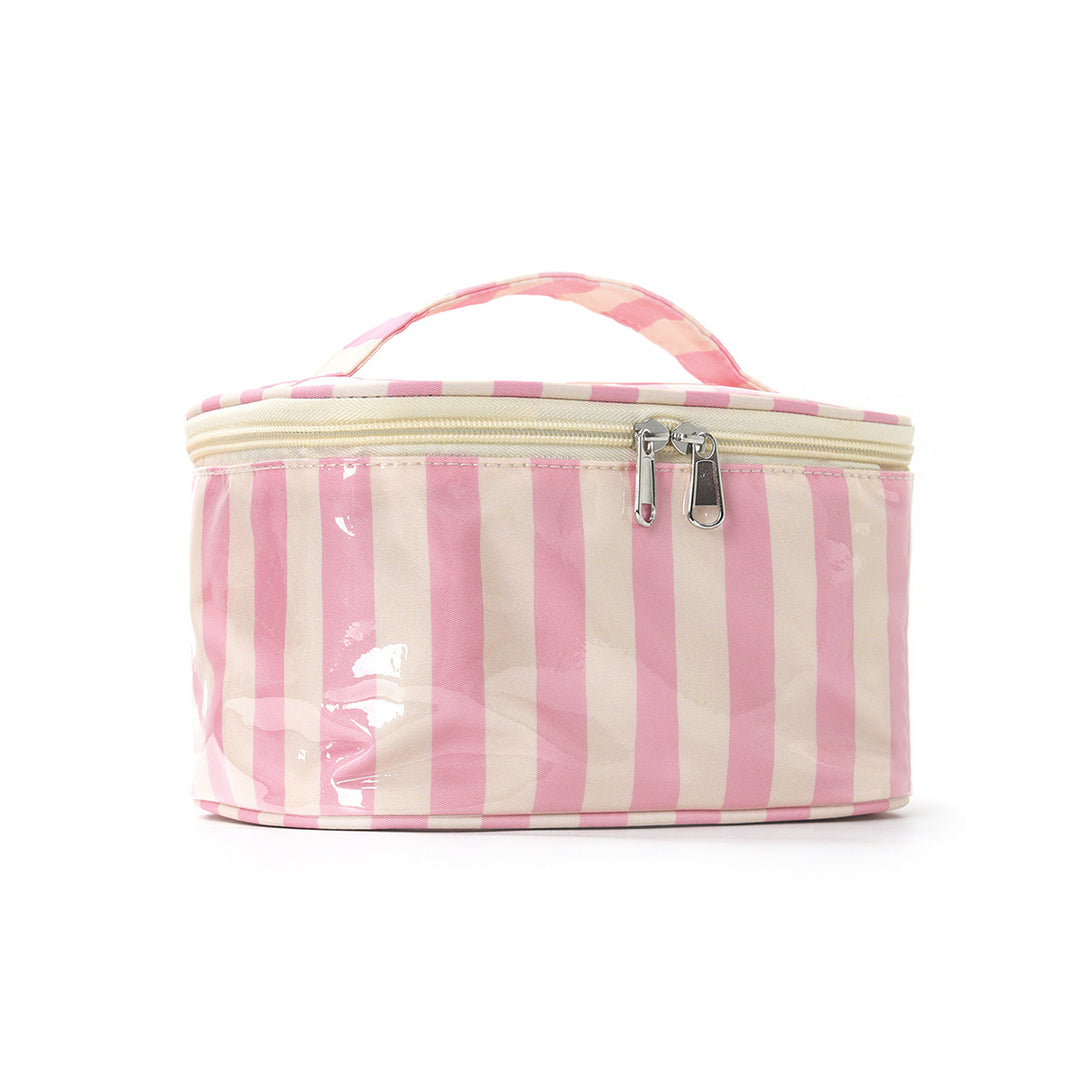 Women's Waterproof Color Block Striped PVC Cosmetic Bag N6J242