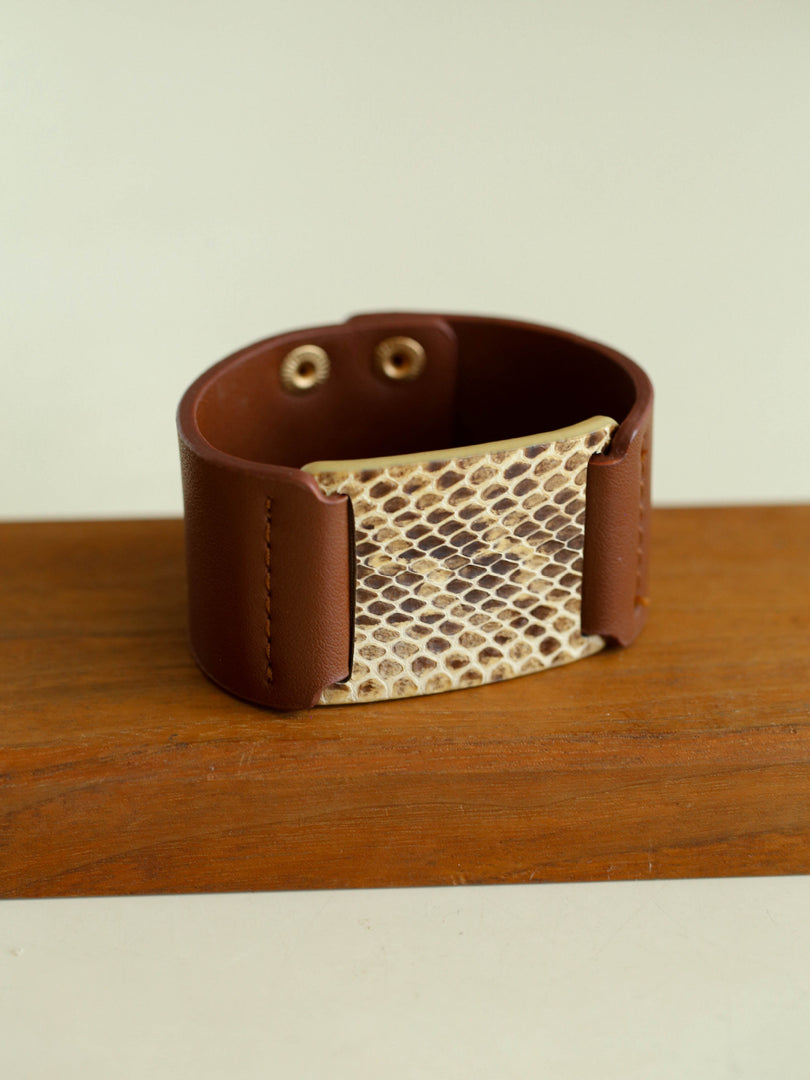 Snakeskin Color Block Wide Cuff Bracelet Women N6C003