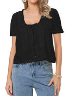 Load image into Gallery viewer, 3D Lace French Tie Organic Cotton Blouse Women N6C120