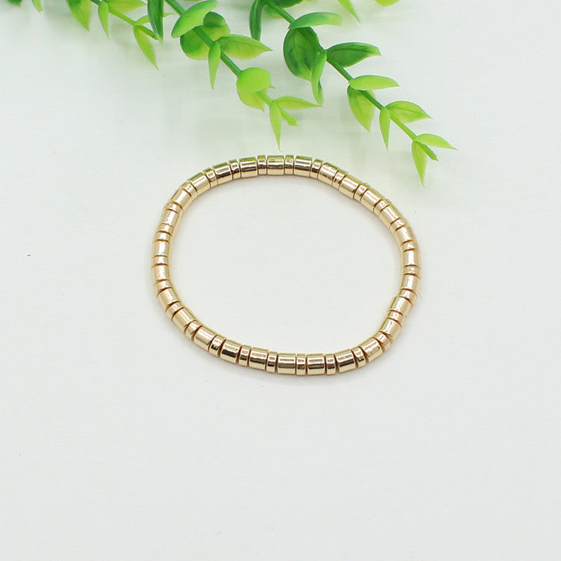 Tube Bead Chain Alloy Vitreous Enamel Rainbow S5P267