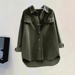 Load image into Gallery viewer, CordBlend Relax Shirt MidHeavy Olive Khaki N5A155
