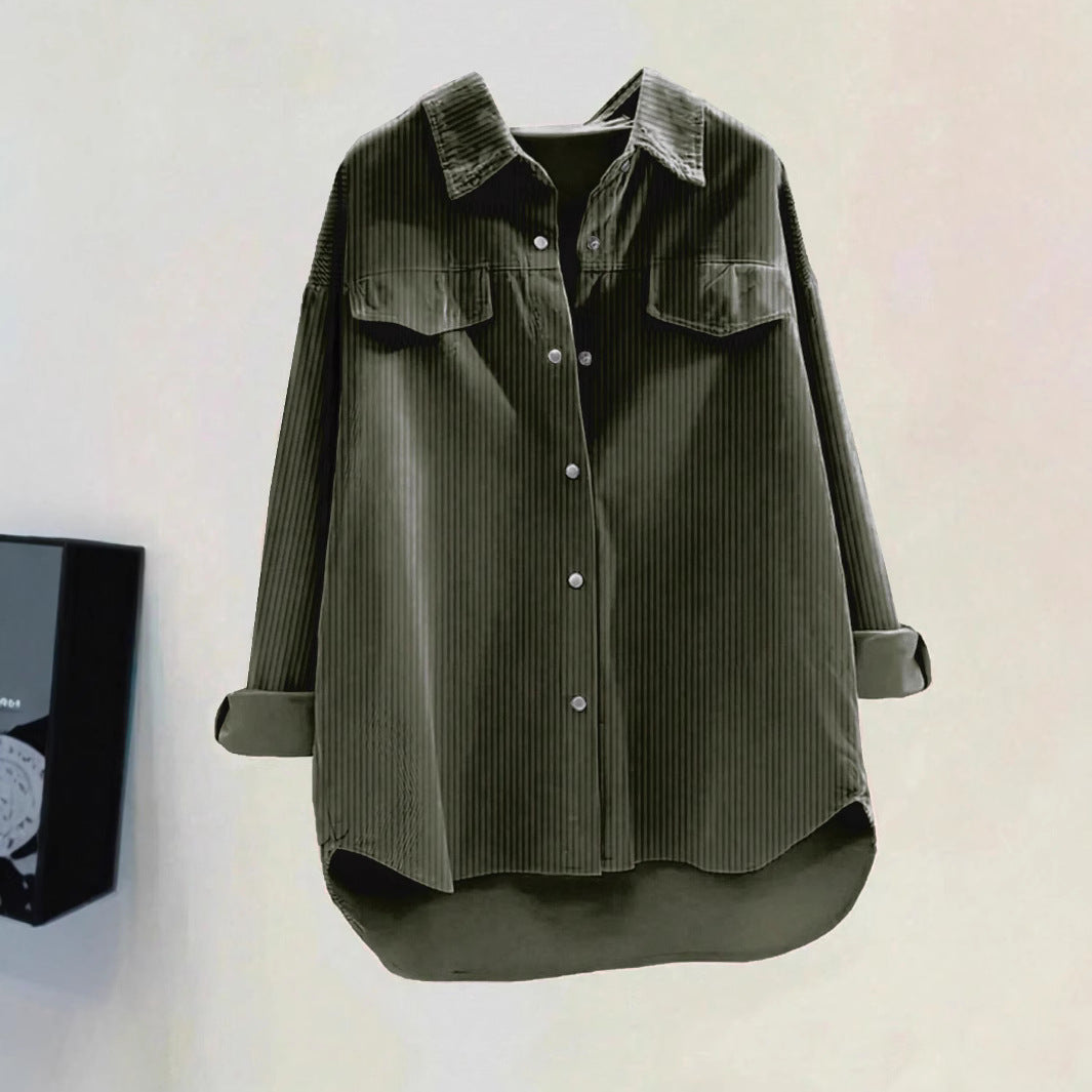 CordBlend Relax Shirt MidHeavy Olive Khaki N5A155