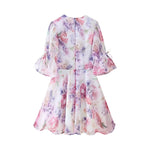 Load image into Gallery viewer, 3D Floral V Neck Dress Short Sleeve Lightweight N5Z360
