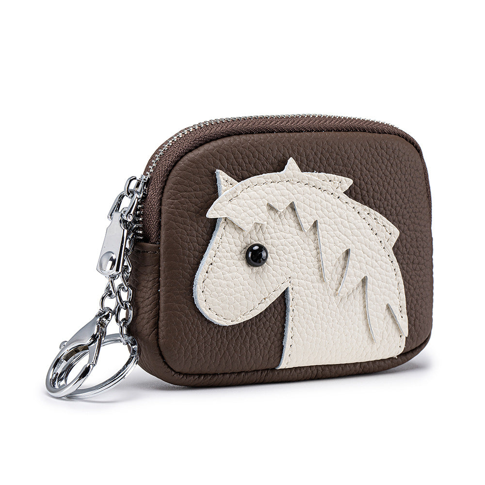 Women's Top-Grain Leather Horse Coin Purse N6J235