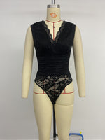 Load image into Gallery viewer, Sexy V-Neck Lace Bodysuit Solid Color N6F217