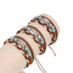 Load image into Gallery viewer, Hand Woven Shell and Leather Multi Layer Bracelet S5P616