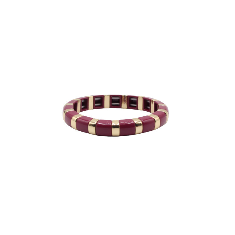 Semi Circle Bead Bangle Alloy Vitreous Enamel S5P266