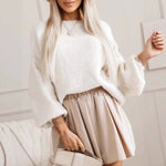 Load image into Gallery viewer, Bow Open Back Cardigan Puffed Mid Weight White N5Z686
