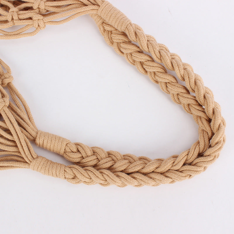Crochet Shoulder Bag Cotton Rope Beach Tote N6F121
