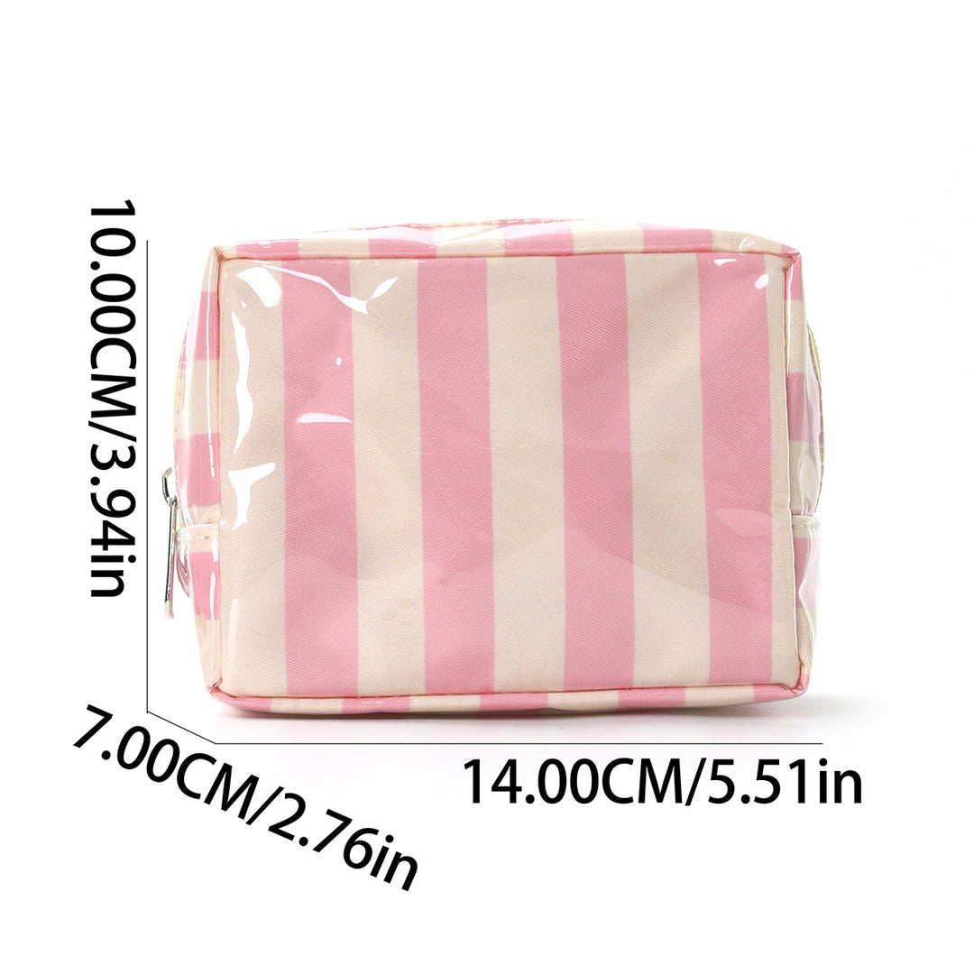 Waterproof Color Block Striped PVC Mini Pouch N6J243