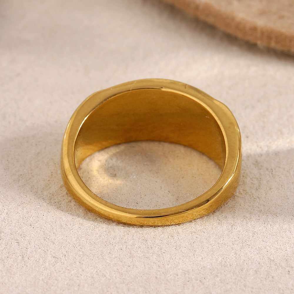 Opal French Ring Steel 18K Gold Vintage Luxury S5P021