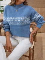 Load image into Gallery viewer, Snowflake Jacquard Half High Collar Knit Sweater N6H261