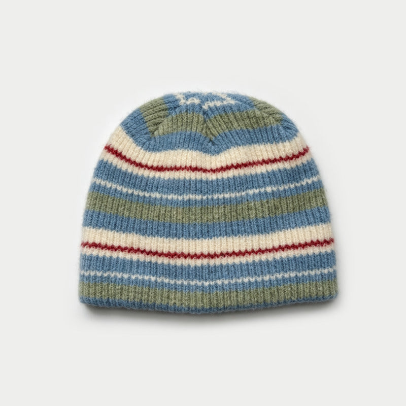 Women's Wool Knitted Striped Beanie N6J101