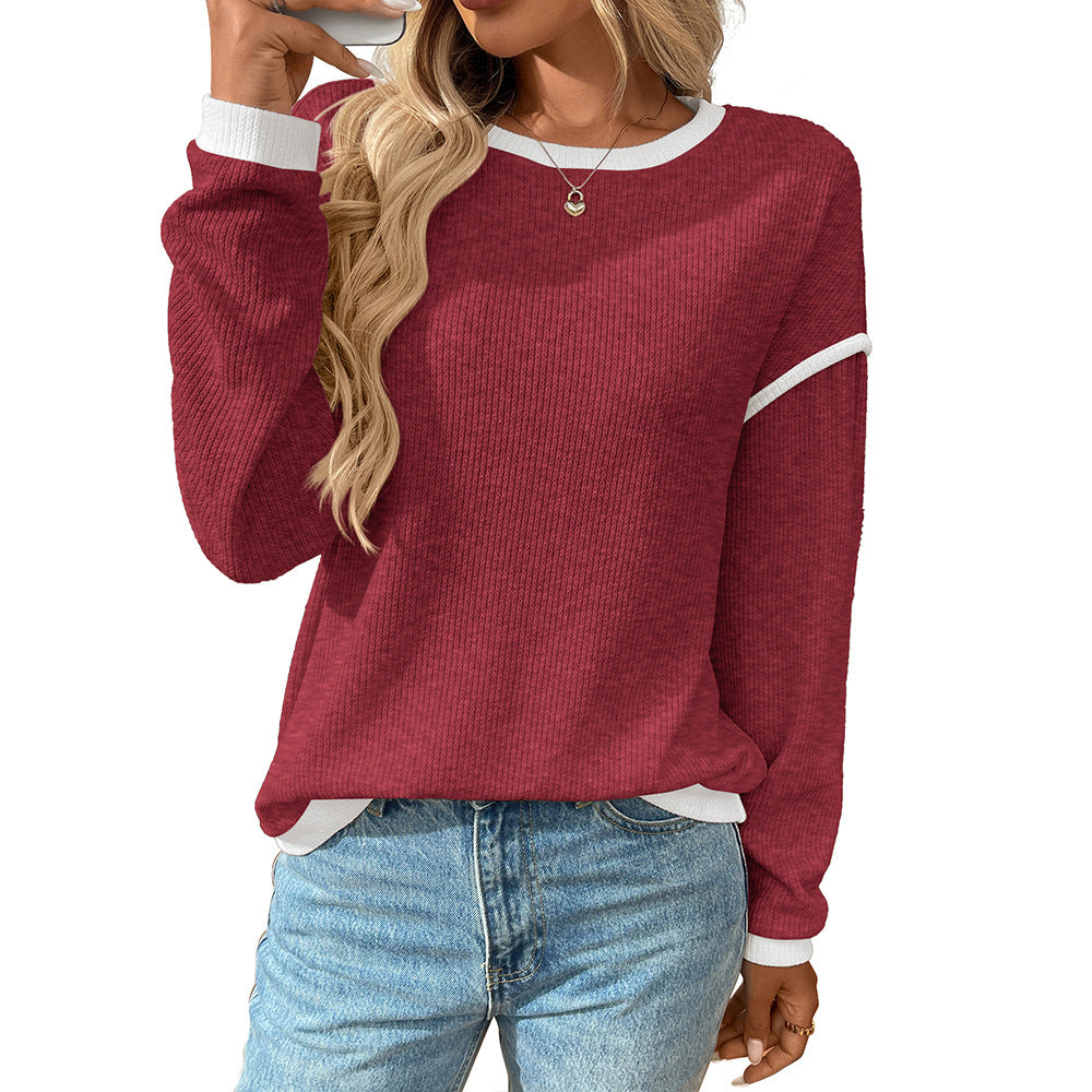 Contrast Block Crew Top Long Sleeve Lightweight N5Z311