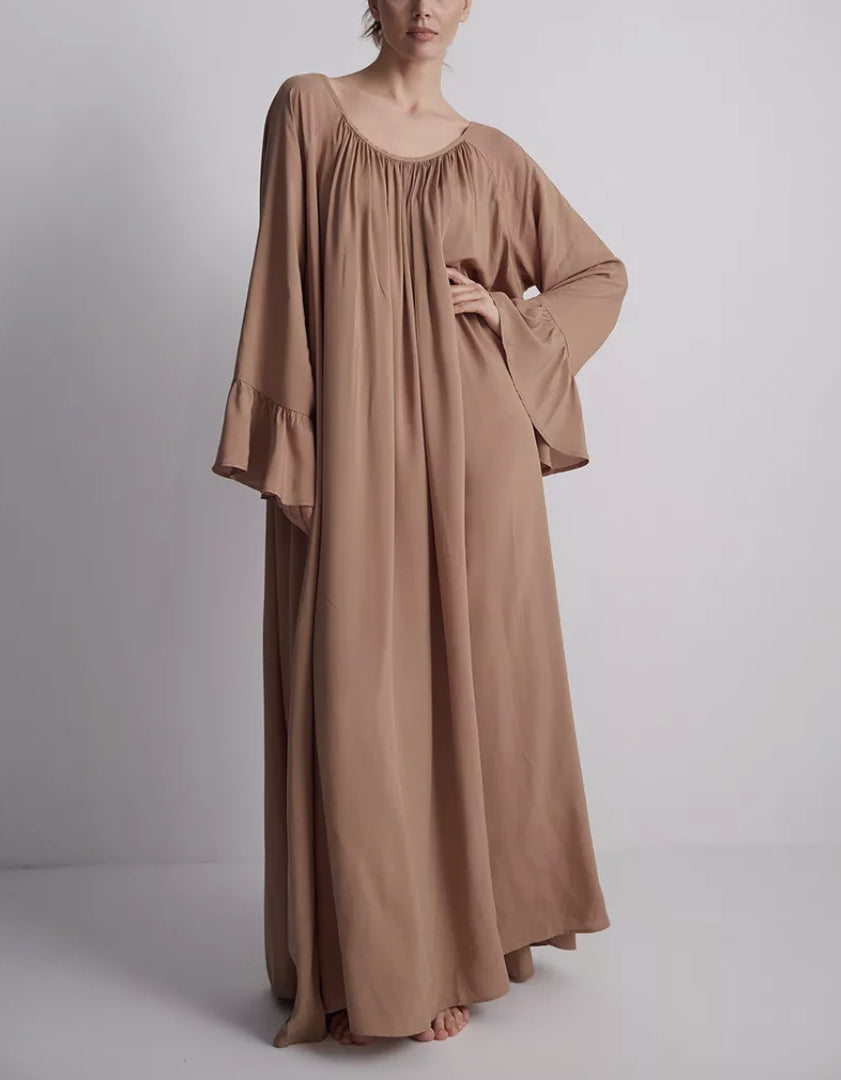 Brown Lounge Robe Dress Women N6C200