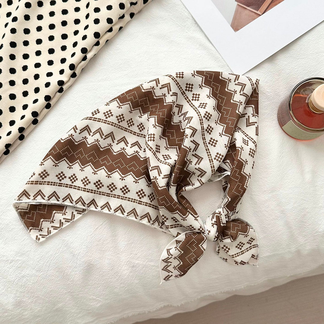 Two-Tone Houndstooth Print Square Scarf Women 55cm N6H113