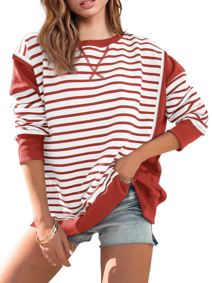 Contrast Stripe Round Sweater Mid Weight Options N5A200