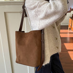 Load image into Gallery viewer, Women's Suede Leopard Print Bucket Shoulder Bag N6J114