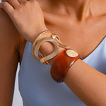 Load image into Gallery viewer, Resin Ombré Pleated Geometric Bangle Set 3-Piece N6H078