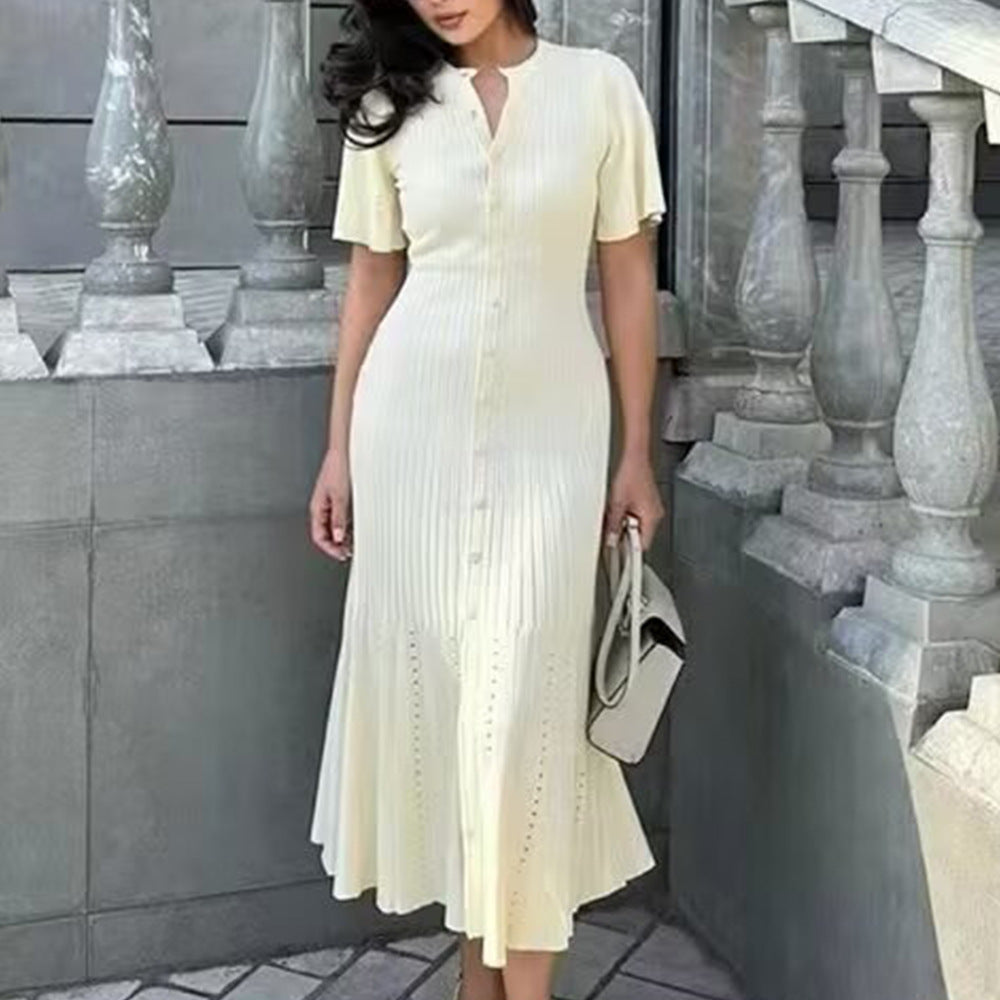 Button Knit Dress Essential Lightweight N5Z367