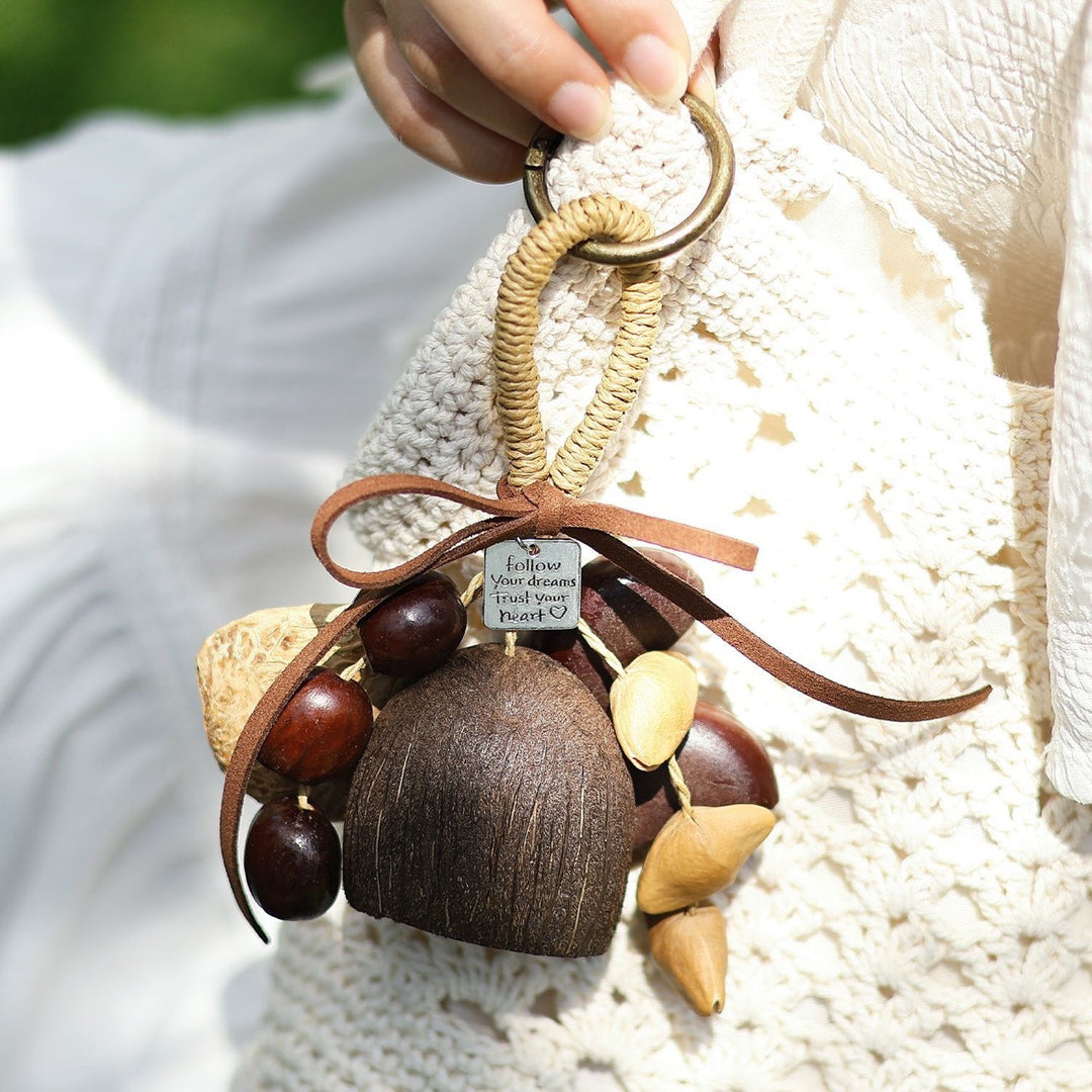 Natural Bodhi Seed Handheld Chime Bag Charm Gift Set N6F305