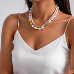 Load image into Gallery viewer, Vintage Double Layer Pearl Beaded Geometric Choker N6H147