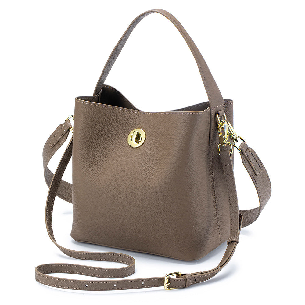 Women's Genuine Leather Bucket Shoulder Bag N6J165