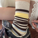 Load image into Gallery viewer, Contrast Stripe Double-Knit Cotton Socks M5A062