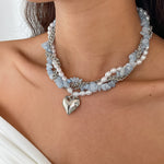 Load image into Gallery viewer, Womens Vintage Pearl Heart Multi Layer Necklace N6K179