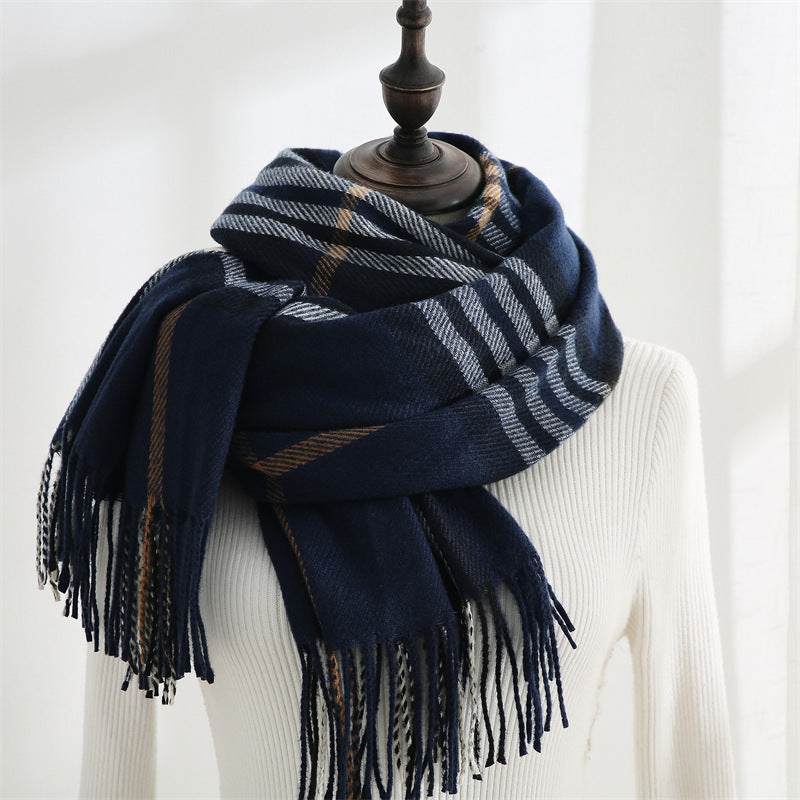 Plaid Pattern Faux Cashmere Wrap  M5A226