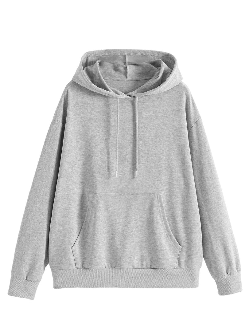 Solid Color Hoodie Women Cotton Loose Fit Long Sleeve N6H047