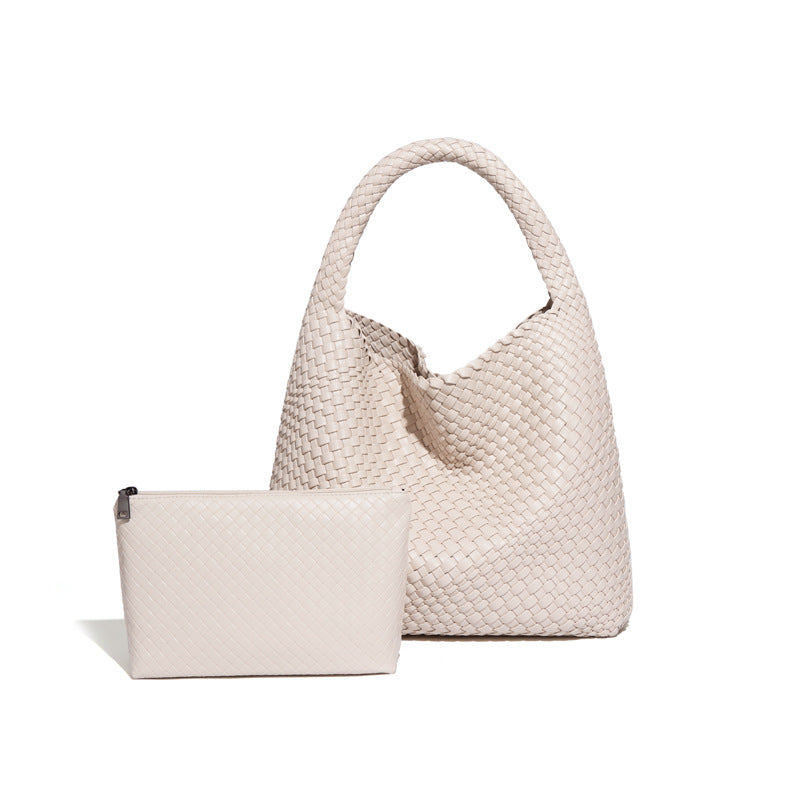 Women's PU Woven Bucket Tote Bag N6J156
