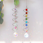 Load image into Gallery viewer, White Crystal Spiral Rotating Sun Catcher Wind Chime N6F294