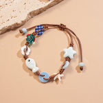 Load image into Gallery viewer, Ceramic Bracelet Braided Starfish Floral Marine Motif S5P177
