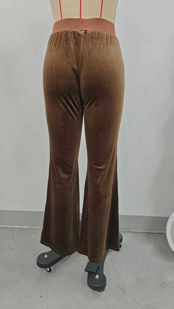 Womens Slim Velvet Flare Trousers N6A131