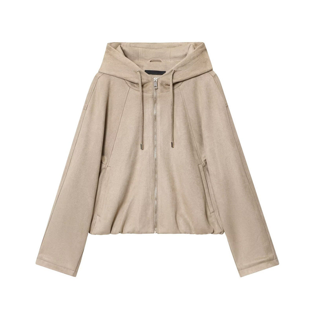 Hooded Suede Jacket Women Multiple Colors N5A406