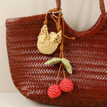 Load image into Gallery viewer, Raffia Cherry Bag Charm Handwoven Keychain N6G066