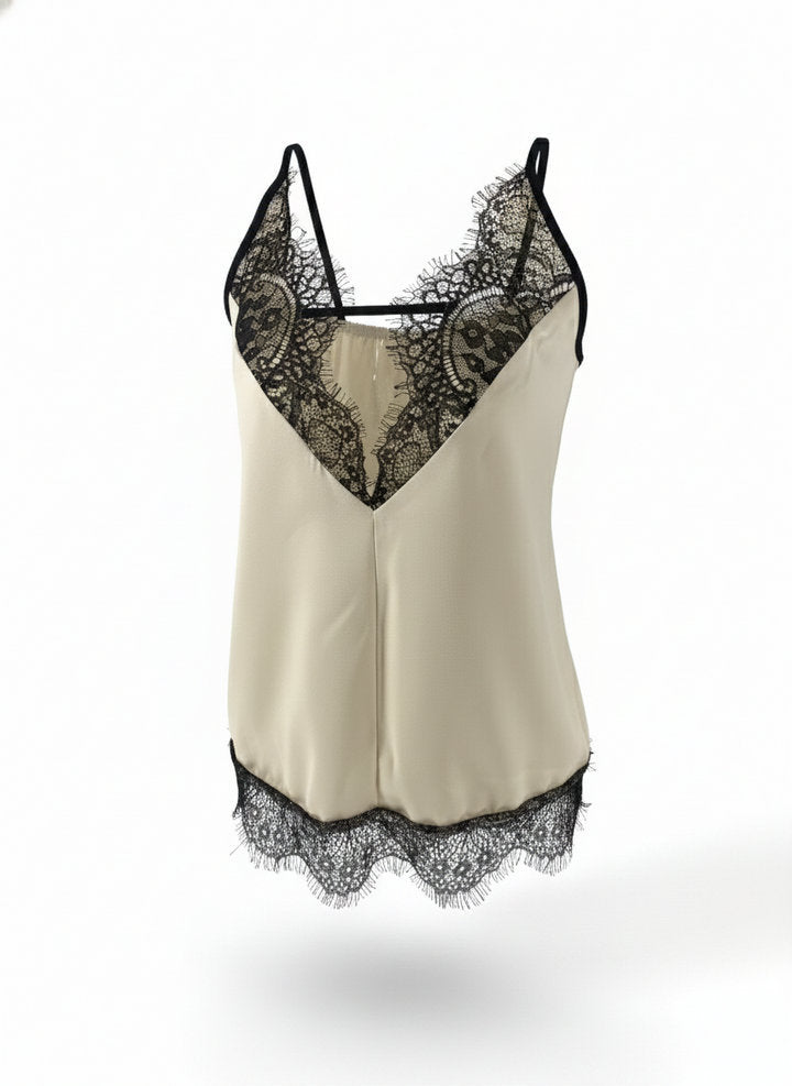 Lace Deep V Spaghetti Strap Camisole Top Women N6F246