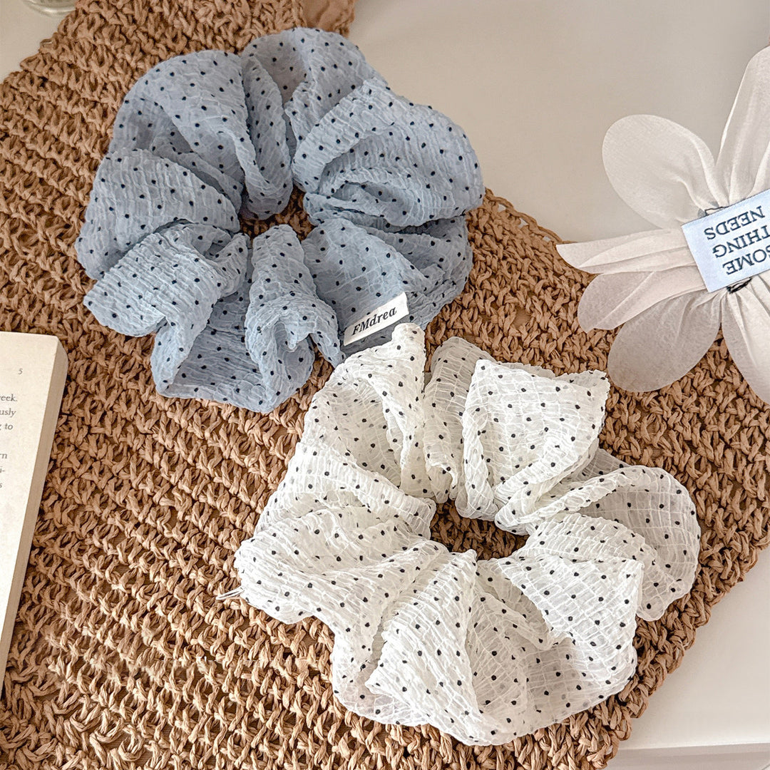 Polka Dot Mesh Scrunchie Women Simple Ponytail N6F081
