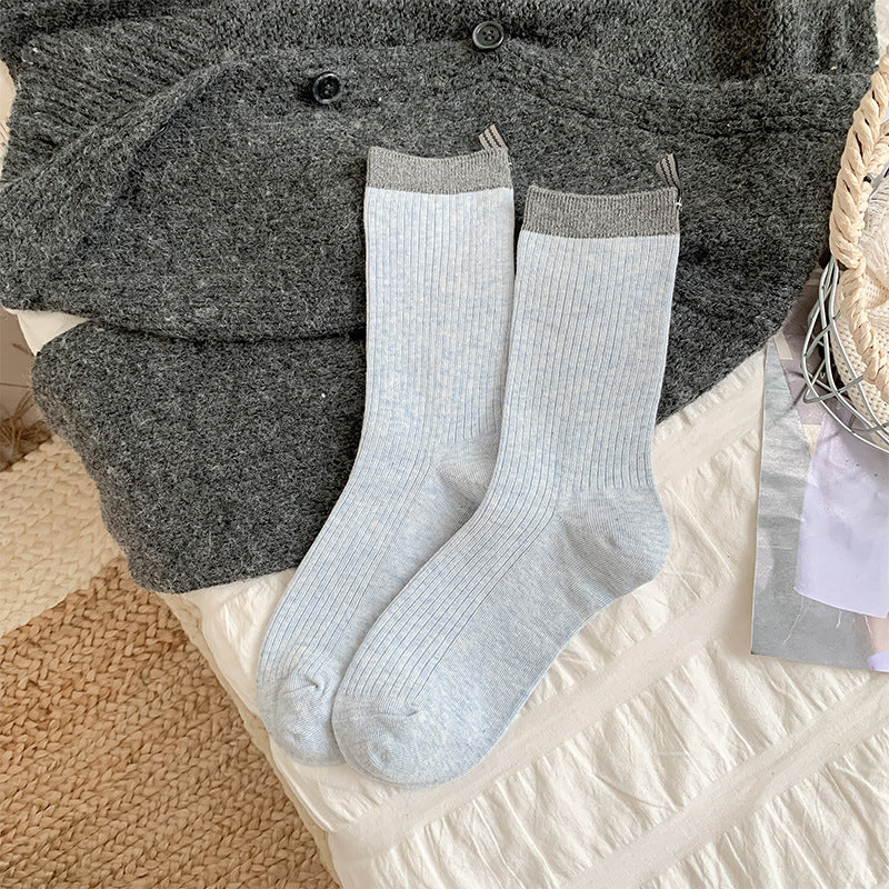 Contrast Stripe Cotton Blend Socks M5A052