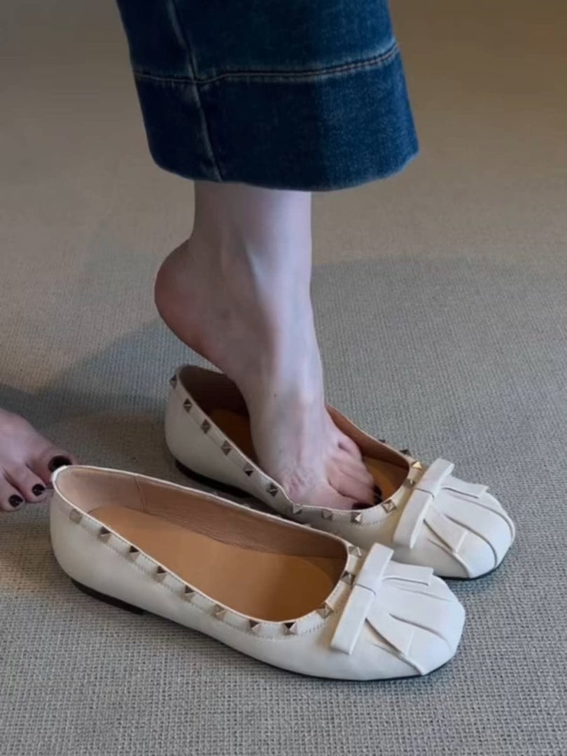 Ballet Flats with Bow and Studs Women N6C151