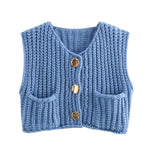 Load image into Gallery viewer, Patch Pocket Vest Sleeveless Knit Lightweight N5Z245